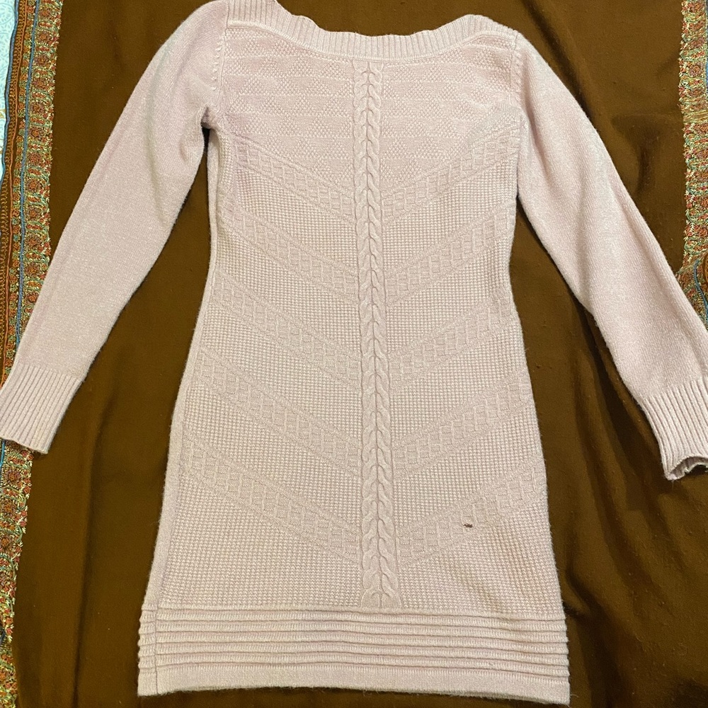 small to medium light pink soft knee length top dress cashmere knit non itchy